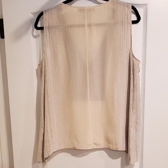 BCBGMaxAzria silk sleeveless top ivory and black - Picture 2 of 6
